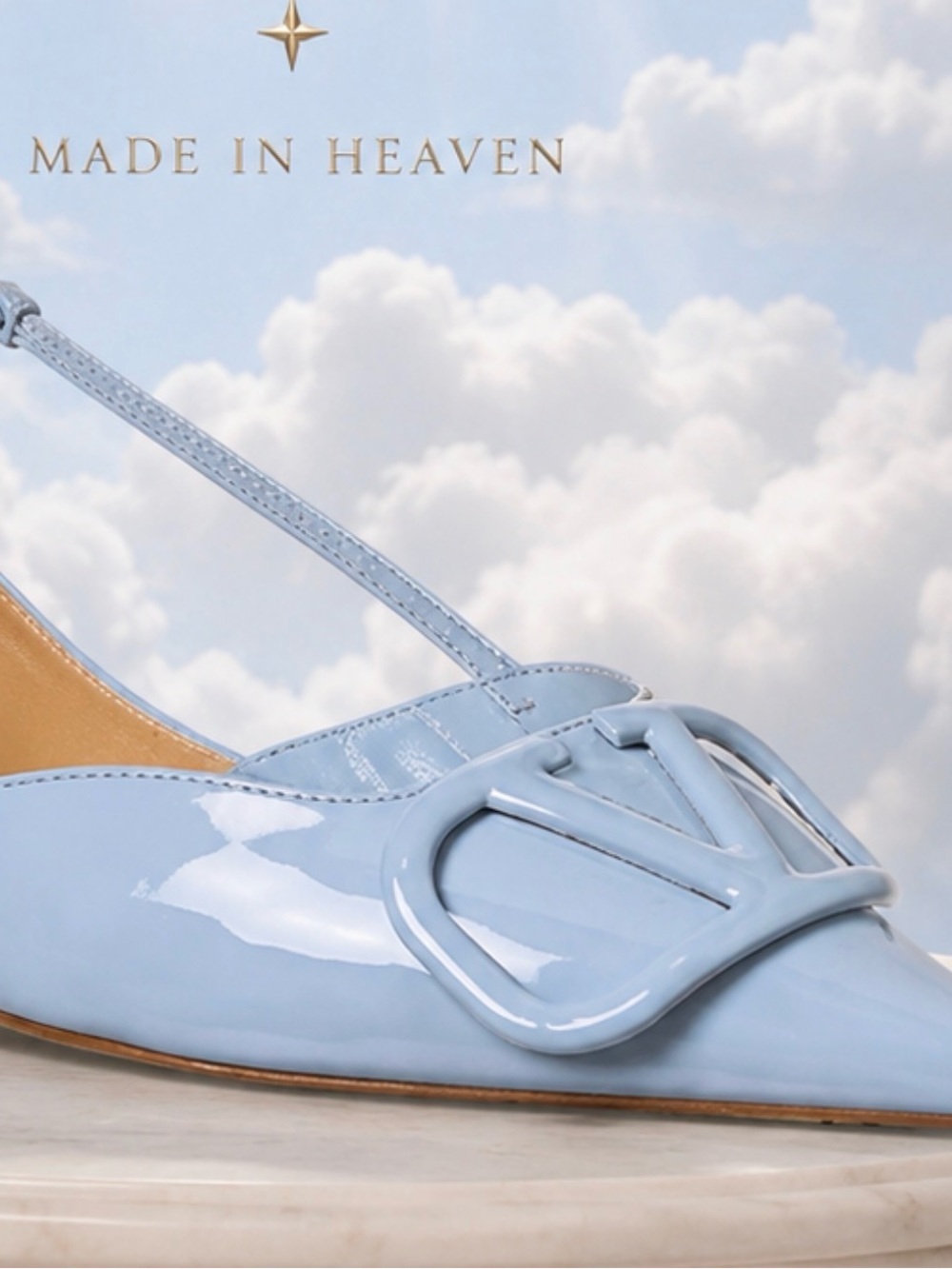Light Blue Patent Slingback Pumps